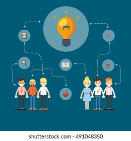 Teamwork and social media network with networking people vector illustration. Community of networking people or teamwork people partnership concept. Connecting teamwork people in collaboration map.