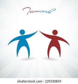Teamwork social network business concept two human silhouettes art