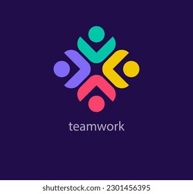 Teamwork and solidarity idea logo. Unique color transitions. people logo template. vector.	
