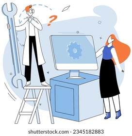 Teamwork solving problems, combining different talents to achieve common goal. Effective business solution strategy and complex task cooperation. Business integration, partnership to get optimization