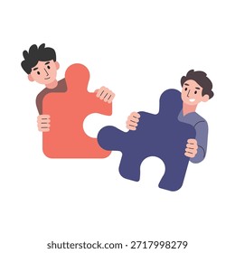 Trabalho em Equipe Resolvendo Quebra-cabeça Ilustração de Colaboração Empresarial