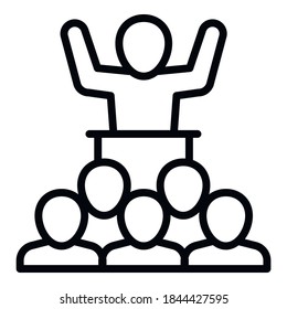 Teamwork speaker icon. Outline teamwork speaker vector icon for web design isolated on white background