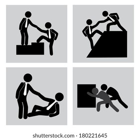 teamwork squares graphics over white background vector illustration