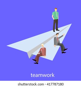 Teamwork startup isometric vector