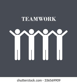 Teamwork stick figure icon.