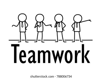 Teamwork Stick Figures Illustration Hand Drawn Stock Vector (Royalty ...