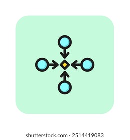 Ícone de linha de estrutura de trabalho em equipe. Colaboração, parceria, conexão. Conceito de unidade. Pode ser usado para tópicos como comunidade, estratégia, produtividade