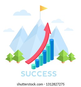 Teamwork success. Flat design business people concept. Vector illustration concept for web banner, business presentation, advertising material. 