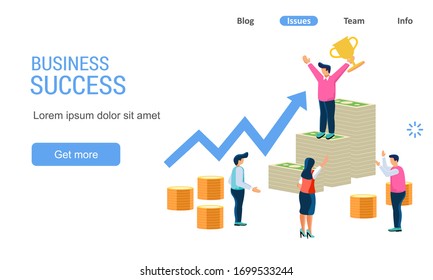 Teamwork success. Flat design business people concept. Vector illustration concept for web banner, business presentation, advertising material