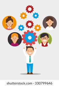 Teamwork support and leadership design, vector illustration graphic.