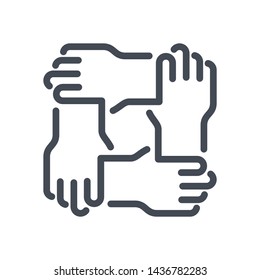 Teamwork and Support line vector icon. Solidarity and Collaboration outline isolated icon.