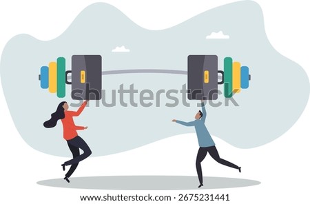 Teamwork to support for success, cooperate or collaboration to achieve strength, help or togetherness for business solution .about a man and his life.