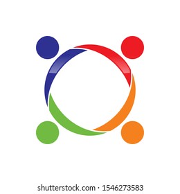 Teamwork Swoosh People Logo Vector