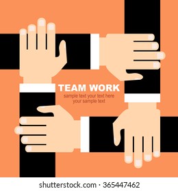 Teamwork symbol - circle of hands.Concept for web banner and promotional material.