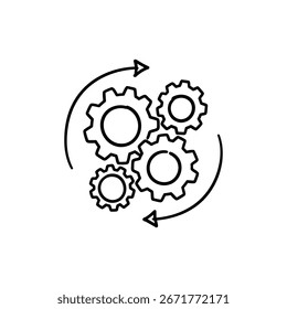 Teamwork Symbol with Connected Gears in Circle for Collaborative Planning