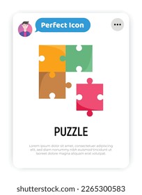 Símbolo de trabajo en equipo. Cuatro piezas de rompecabezas. Icono plano. Confianza, unidad, conexión. Ilustración vectorial moderna.