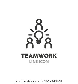 Teamwork symbol line icon. Concept of cooperating, working in team. Vector illustration symbol elements for web design.