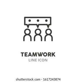 Teamwork symbol line icon. Concept of cooperating, working in team. Vector illustration symbol elements for web design.