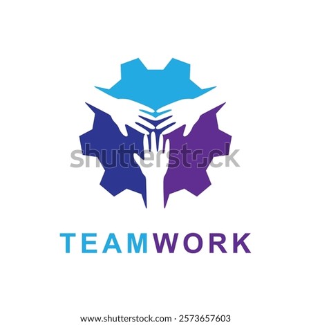Teamwork symbol logo icon vector. Illustration with hands people colorful 
