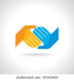 Teamwork symbol. Multicolored hands