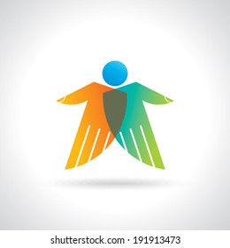 Teamwork-Symbol. mehrfarbige Hände