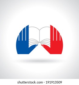 Teamwork symbol. Multicolored hands