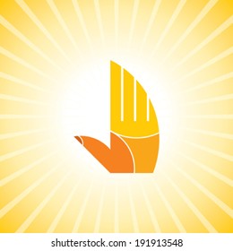 Teamwork symbol. Multicolored hands