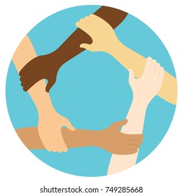 teamwork symbol ring of hands flat design icon