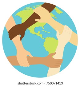 teamwork symbol ring of hands flat design icon
