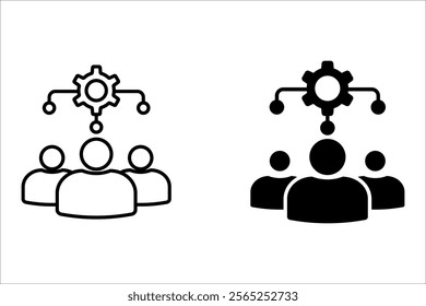 Teamwork symbol vector. Ilustration with peoples and gear icon which can easily modify or edit 