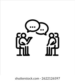 ícone da estrutura de tópicos do trabalho em equipe. figura falando com o companheiro de equipe ilustração da arte da linha.