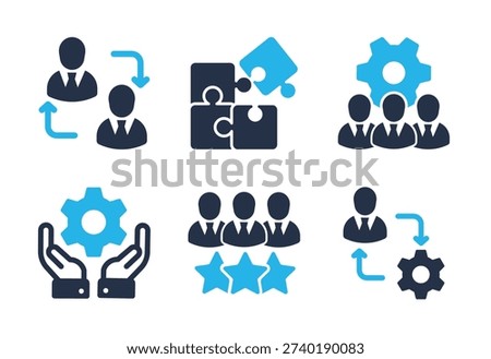 Teamwork and Task Management icon set. Solid glyph series icons