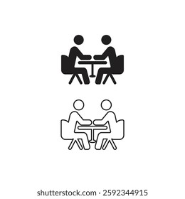 Teamwork and Team Meeting with table icon. Group conference vector illustration on white isolated background