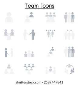 Teamwork, team, people icon set in flat color style