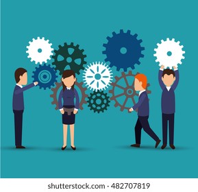 teamwork team persons gears design isolated