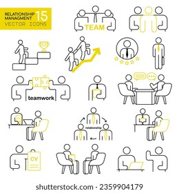 Teamwork Thin Line Icons. Pixel perfect. Editable stroke. People icons business process, human resource management, meeting work group team