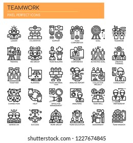 Teamwork , Thin Line and Pixel Perfect Icons