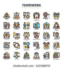 Teamwork , Thin Line and Pixel Perfect Icons