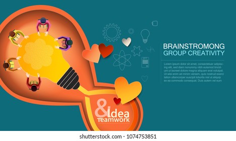 Teamwork Togetherness Collaboration, brainstorming, idea,  sitting at the office table, vector, illustrator.
