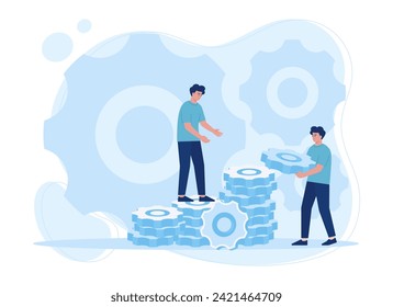 ilustración plana de concepto de tendencia de trabajo en equipo