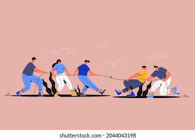 Teamwork Tug of War Tournament Business Concept Illustration