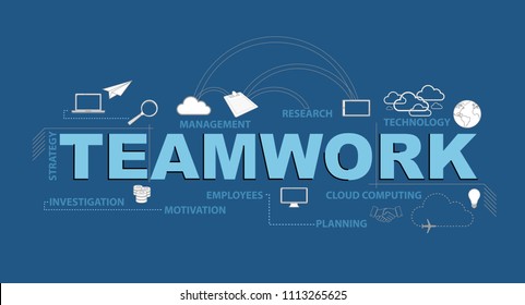 teamwork typography design graphic concept. Vector Illustration. isolated over white