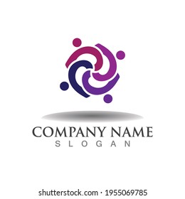 Plantilla para el logotipo del sindicato de trabajo en equipo comunidad, grupo y personas vectoriales
