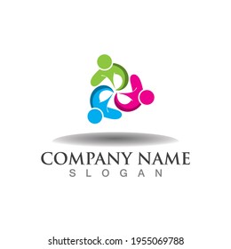 Teamwork union logo community, grup and people vector template