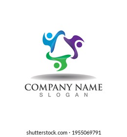 Teamwork union logo community, grup and people vector template