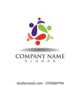 Plantilla para el logotipo del sindicato de trabajo en equipo comunidad, grupo y personas vectoriales
