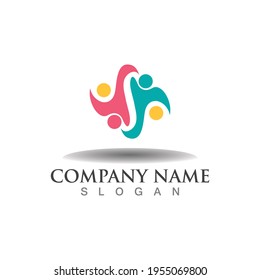 Teamwork union logo community, grup and people vector template