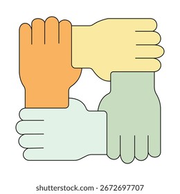 Teamwork, unity, and collaboration symbol, Diversity and community support icon in flat design