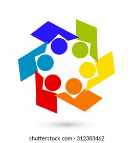 Teamwork Unity Icon, logo vector illustration
