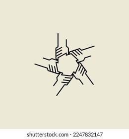 teamwork unity logo design with five hand concept vector illustration 4